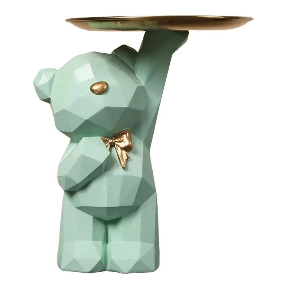 🐻✨ Geometric Bear Tray Statue – Modern Home Decor Accessory