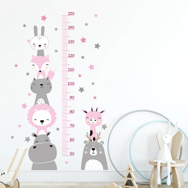 🌈📏 Cute Kids Height Chart Wall Stickers – Removable PVC Growth Ruler 🚀🐻