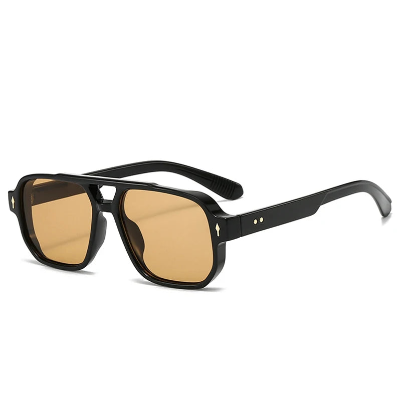 Vintage Square Double-Bridge Sunglasses 😎 | UV400 Unisex Fashion