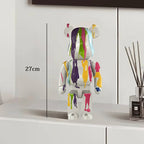 🧸✨ Graffiti Bear Resin Statue – 27cm Artistic Decor Figurine