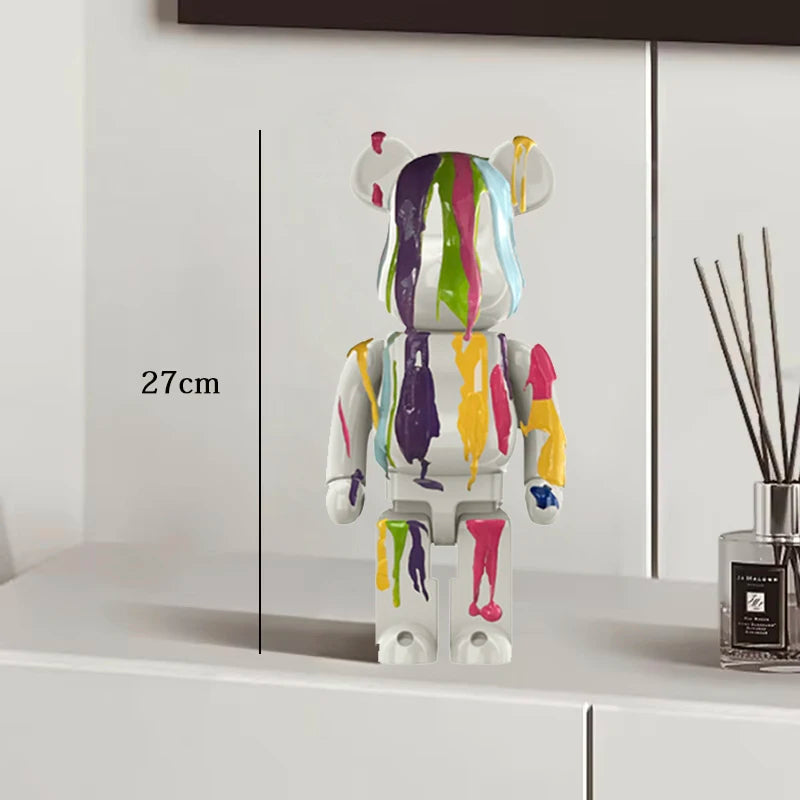 🧸✨ Graffiti Bear Resin Statue – 27cm Artistic Decor Figurine