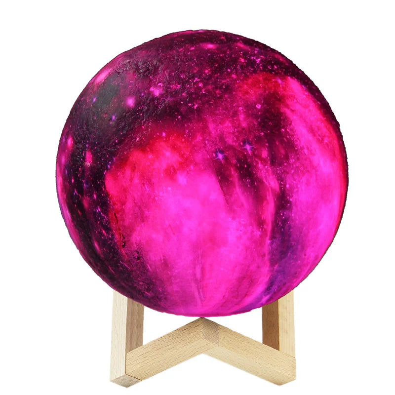 RGB Nebula 3D Lunar Lamp – 16 Colours, Touch & Remote Control | Night Light Decor