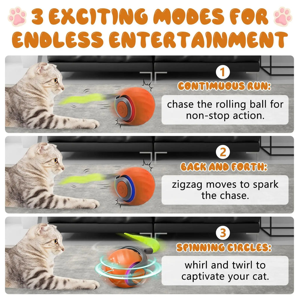 🐾 New Speedy Tail 2.0 Interactive Cat Toy – Smart Rolling Ball with Adjustable Speeds 🐾