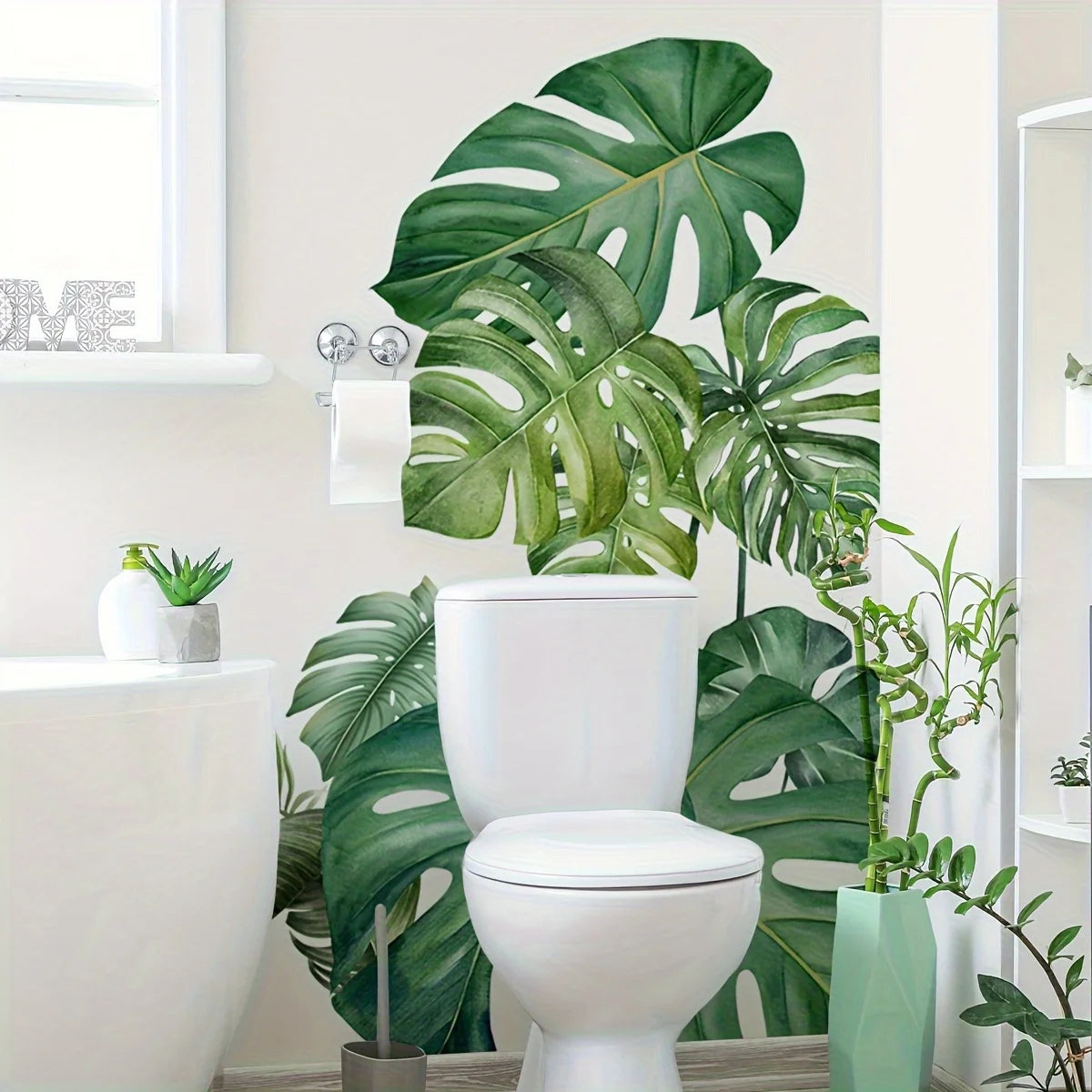 🌿✨ Large Green Plant Wall Decal (2-Piece Set) – Home Aesthetic Nature Sticker