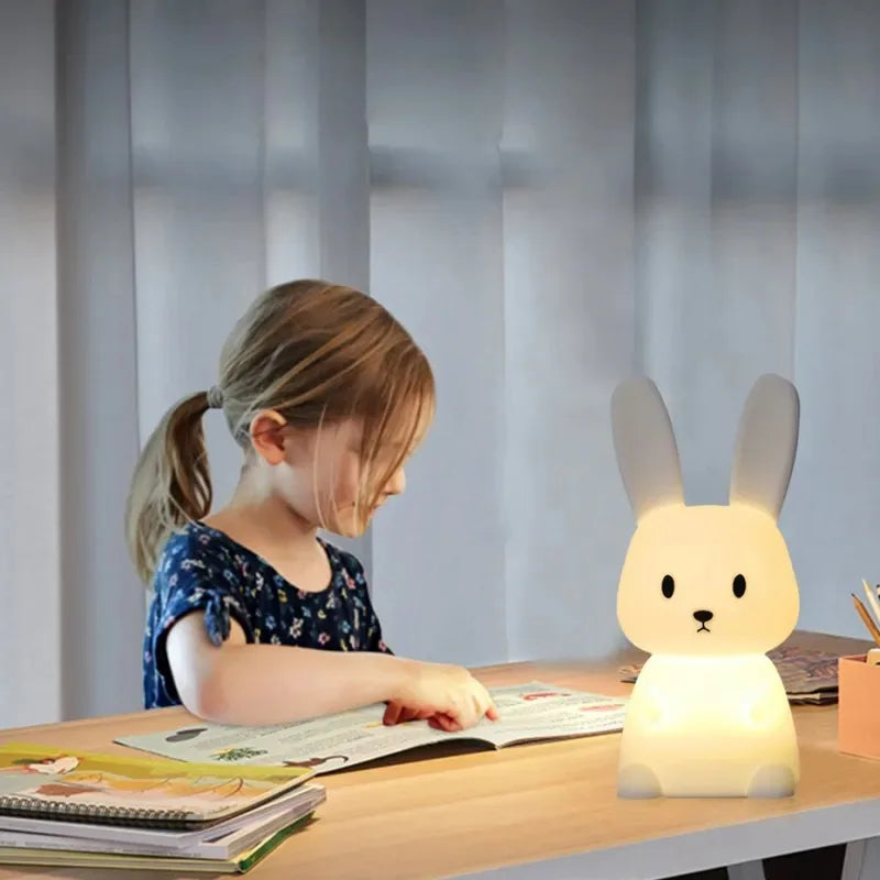 🐰 LED Night Light – Cute Silicone Rabbit Touch Lamp