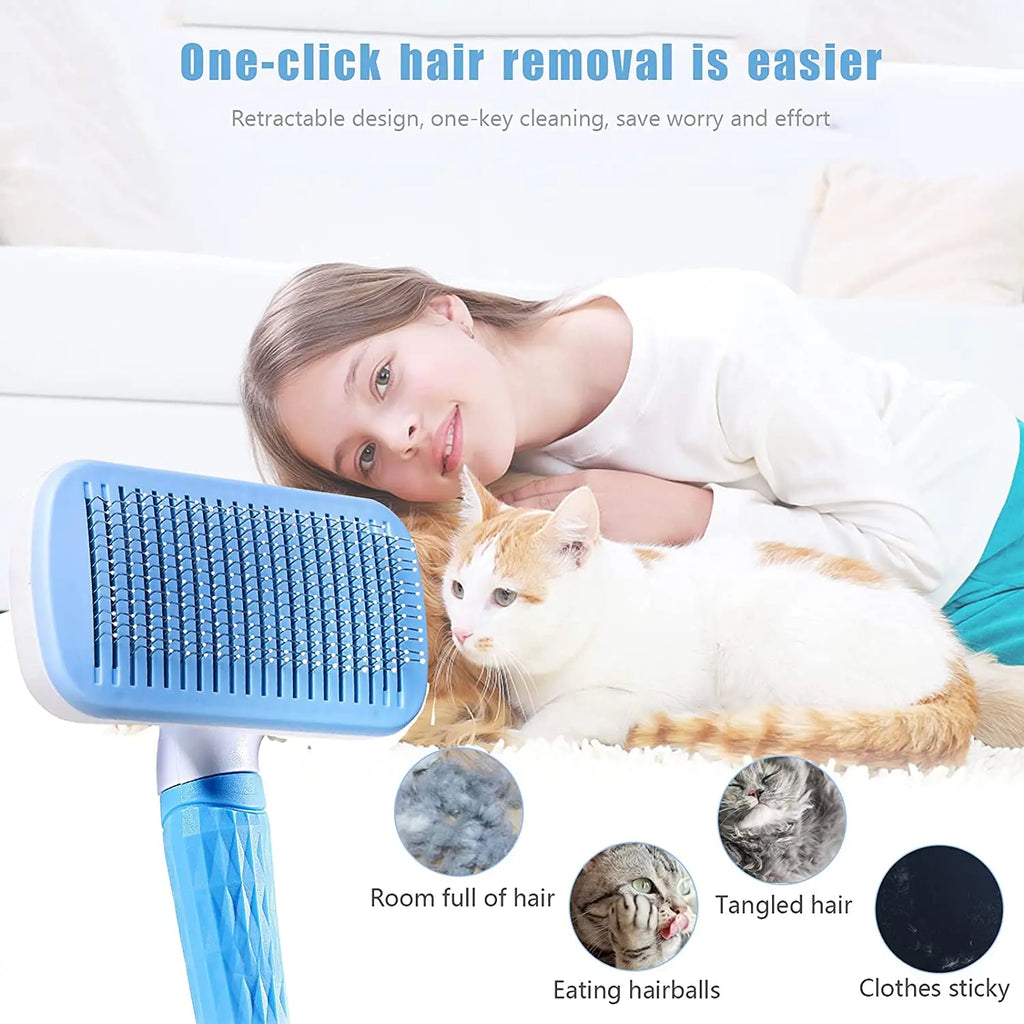 Self-Cleaning Pet Grooming Brush – Anti-Shedding Comb for Dogs & Cats 🐶🐱✨