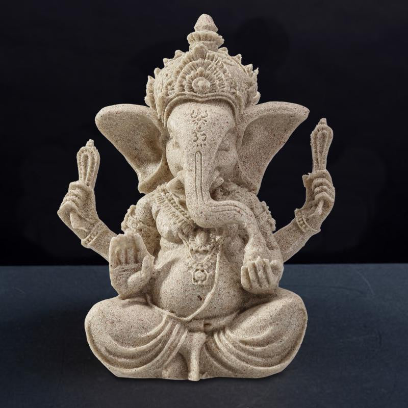 🌿 Sandstone Ganesha Elephant Statue – Handmade Spiritual Home Decor 🐘✨