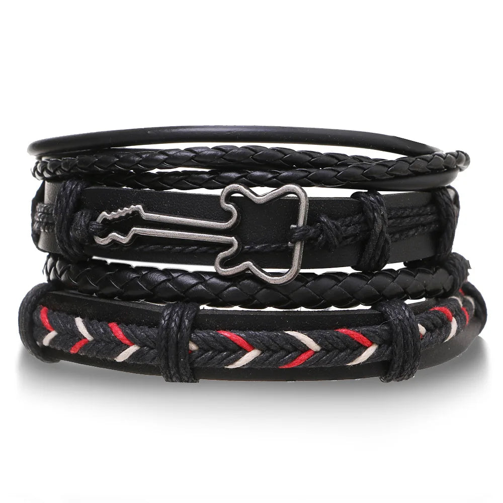 🔥 Men’s Leather Bracelet Collection – Multi-Style Modern Designs 🖤✨
