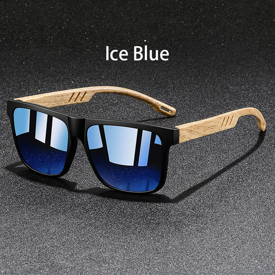 Vintage Fashion Unisex Sunglasses with Wooden Rods - UV400 Lenses, 6 Colour Variants, Elegant Design