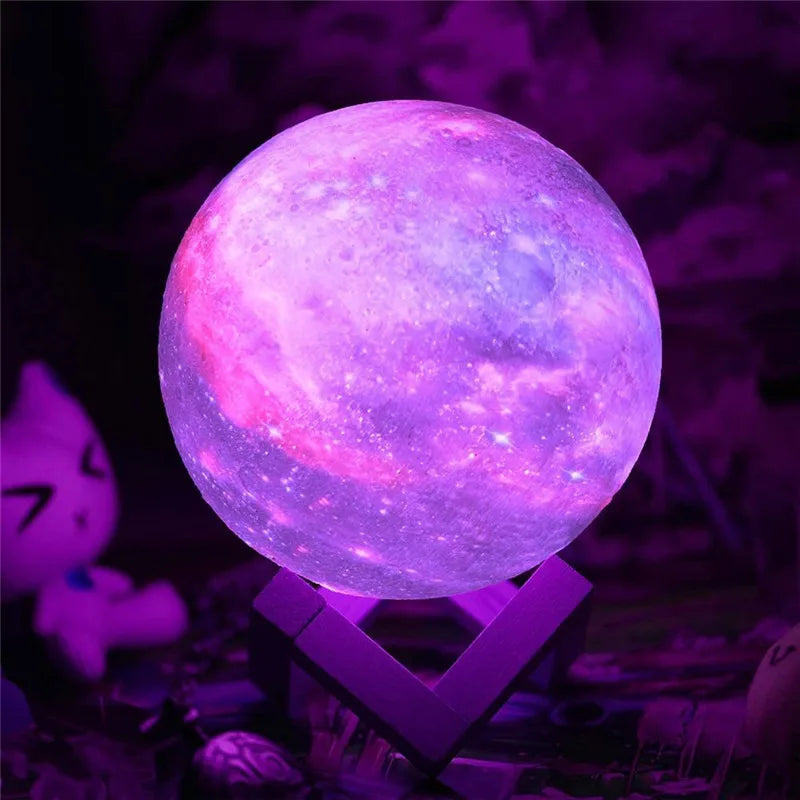 RGB Nebula 3D Lunar Lamp – 16 Colours, Touch & Remote Control | Night Light Decor