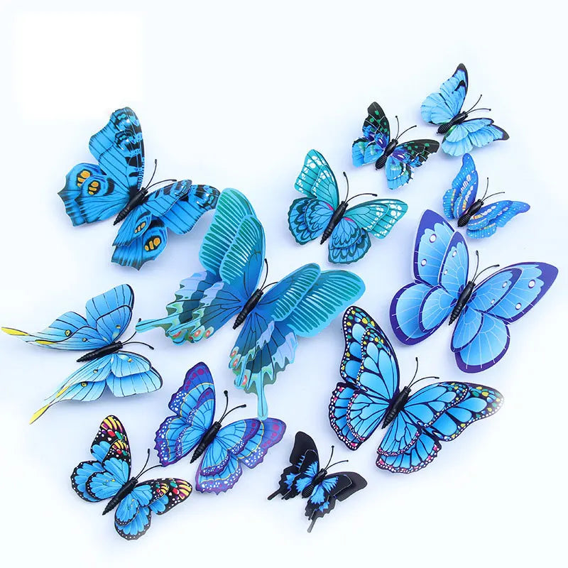 🌈 3D Butterfly Wall Stickers – Double-Layer Decorative Set (12pcs) 🦋✨