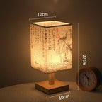 Chinese Style Bedside Lamp 🏮✨ - Dimmable Night Light with Fabric Lampshade