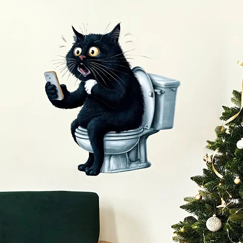 💩😹 Funny Cat Toilet Wall Sticker – Hilarious Bathroom Décor!