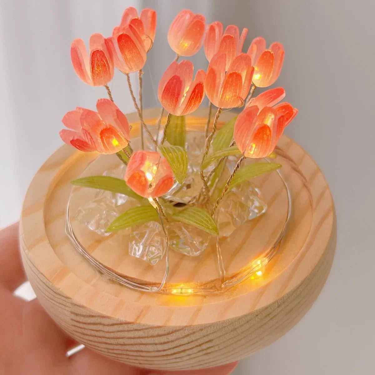 🌷✨ Mini Tulip LED Night Light - Glass Lamp with Bright Flowers