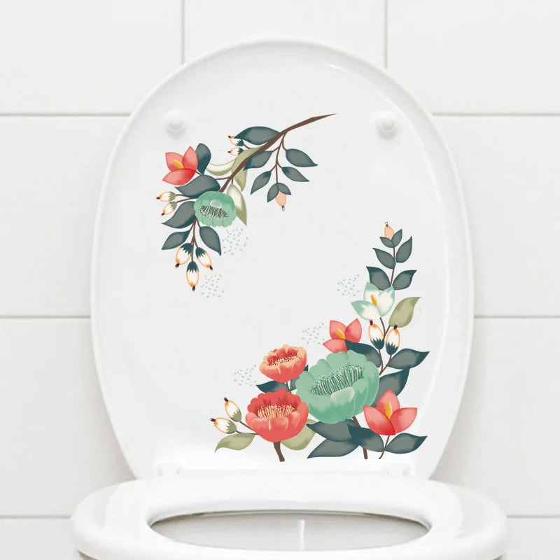 🌿✨ Green Leaf Toilet & Bathroom Wall Stickers — Waterproof Decorative Decals
