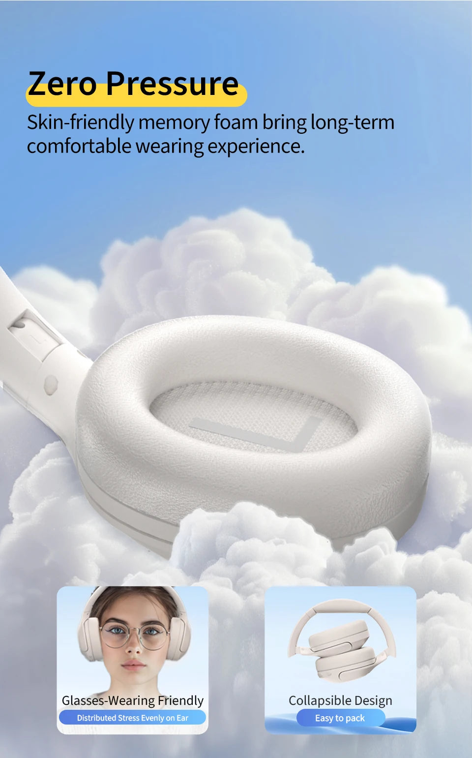 🎧 Wireless Headphones 5.3 – Foldable Stereo Headset with 60H Playtime & Deep Bass 🎶