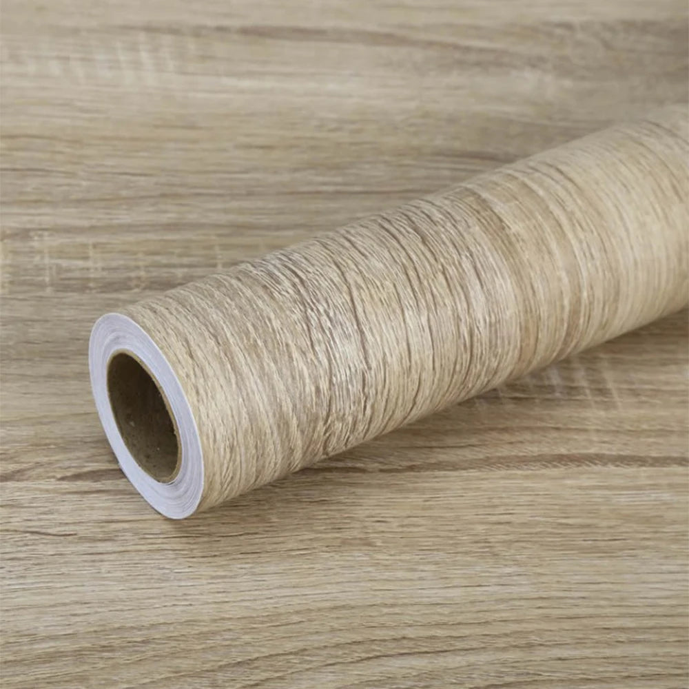 🪵✨ Wood-Grain PVC Waterproof Adhesive Wallpaper – Multiple Sizes & Colors