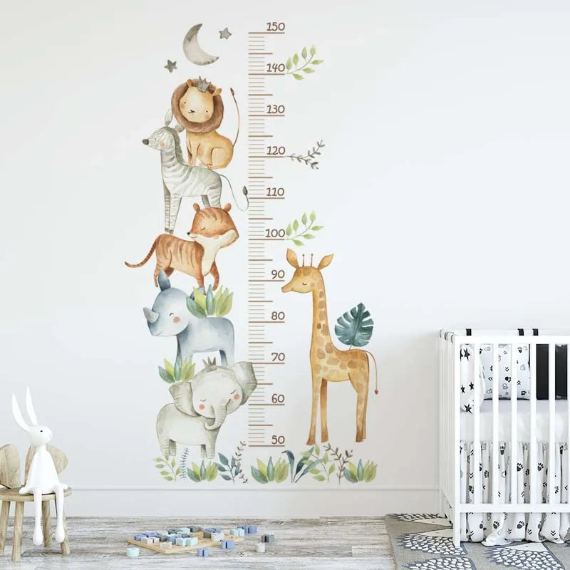 🌈📏 Cute Kids Height Chart Wall Stickers – Removable PVC Growth Ruler 🚀🐻