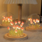🌷✨ Mini Tulip LED Night Light - Glass Lamp with Bright Flowers