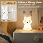 🐰 LED Night Light – Cute Silicone Rabbit Touch Lamp