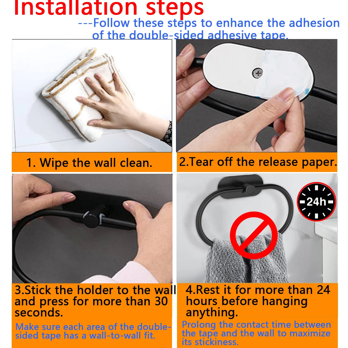 Stainless Steel Adhesive Towel Rack – Silver / Black / Gold 🚿✨