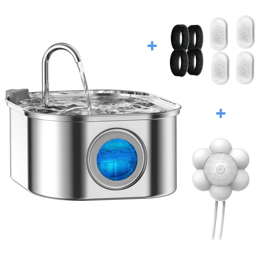 3.2L Automatic Steel Fountain - Smart Dispenser for Dogs and Cats 🐶🐱 | 3 Versions + Filters