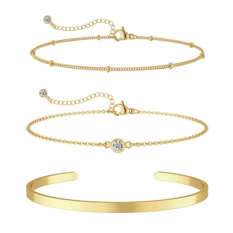 ✨ Elegant Gold Bracelet Collection – Women’s Minimalist Chain Set ✨