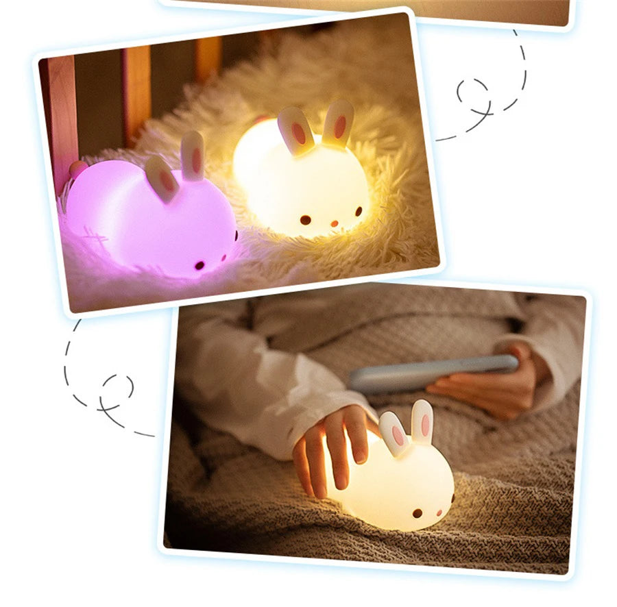 Rabbit Lamp RGB 16 Colours - Silicone Night Light Touch & Rechargeable 🌙✨