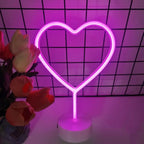 💗 Neon Heart LED –Neon Pink Lamp with Base✨