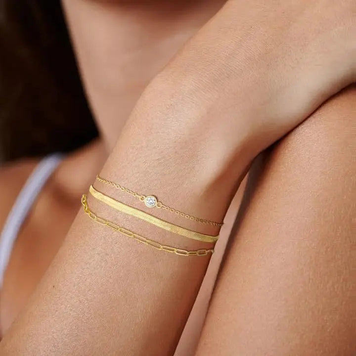 ✨ Elegant Gold Bracelet Collection – Women’s Minimalist Chain Set ✨