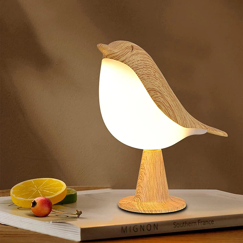 🐦✨ Wooden Bird LED Night Lamp – Touch & Rechargeable