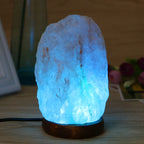 USB Himalayan Salt Lamp with Wooden Base - Multicolour LED 🌈✨