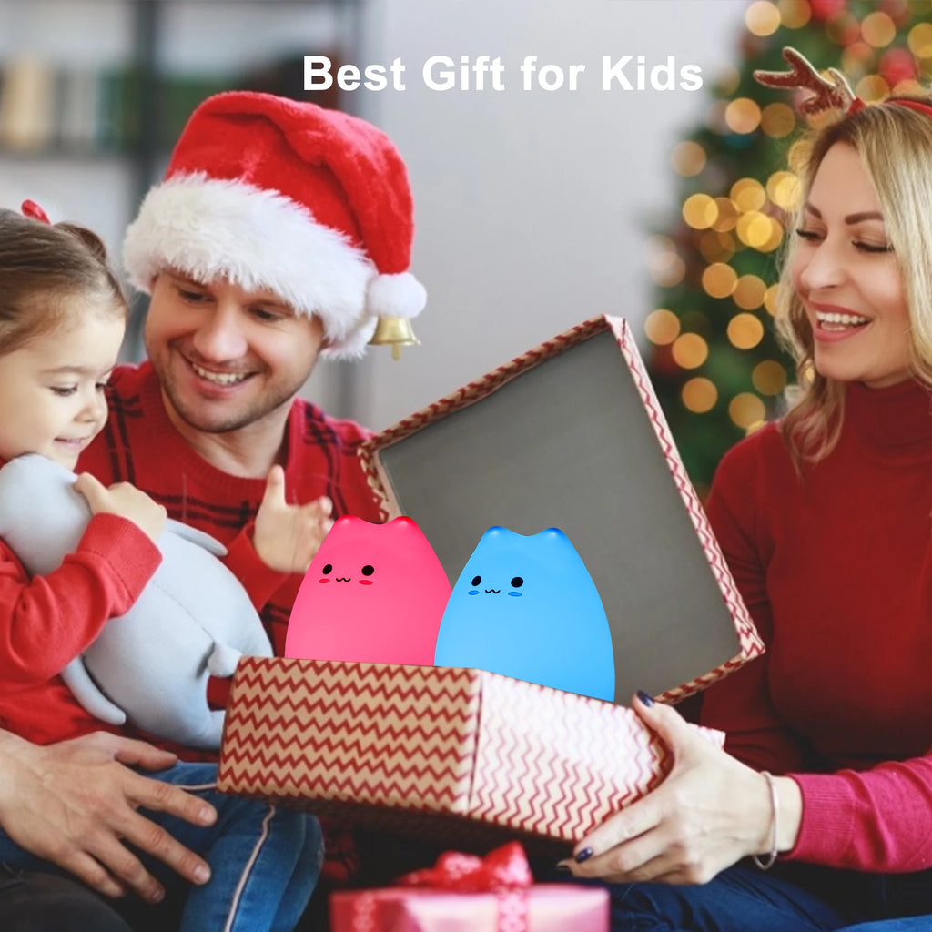 Cute Cat Baby Night Light 🐱✨ – 7 Colours, Touch, Soft Silicone • USB Rechargeable