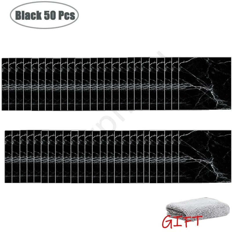 ✨ Marble-Style Waterproof Tile Stickers (10–50 pcs) – Peel & Stick Wall Decor 🧱✨