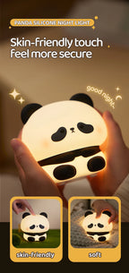 Panda LED Night Light –Soft Silicone Night Lamp, Touch & USB Rechargeable 🐼✨