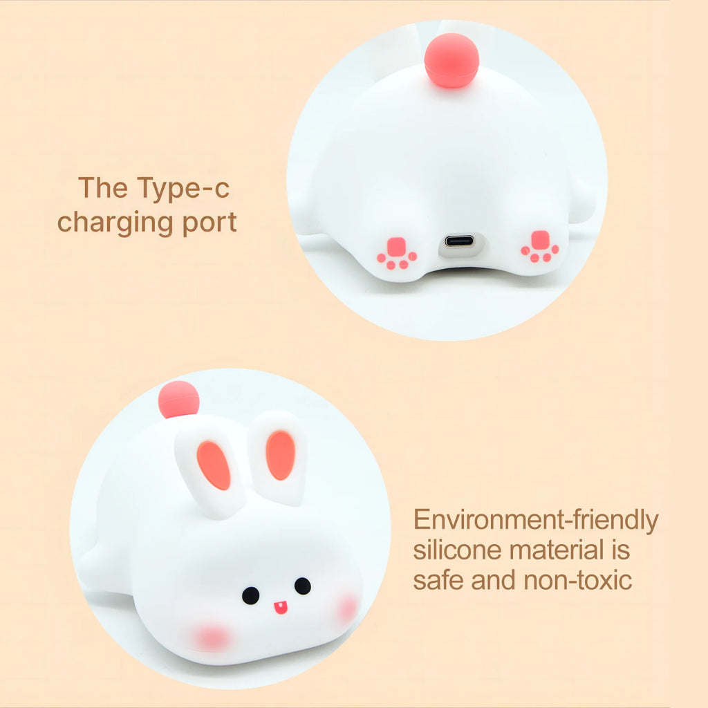 Cute Silicone Night Light – Ricaricabile & Touch | Fox 🦊, Rabbit 🐰, Penguin 🐧, Giraffe 🦒, Slot 🦥, Nylon 🌙, Flamingo 🦩