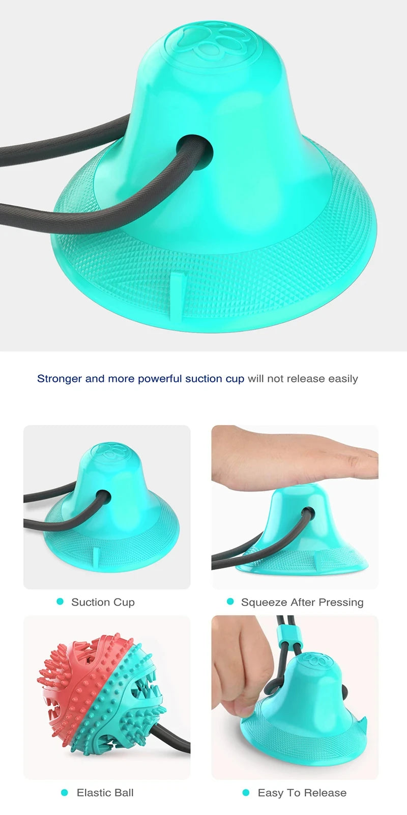 🐾 Interactive Suction-Cup Dog Toy Ball — Slow Feeder & Tug Game 🐶