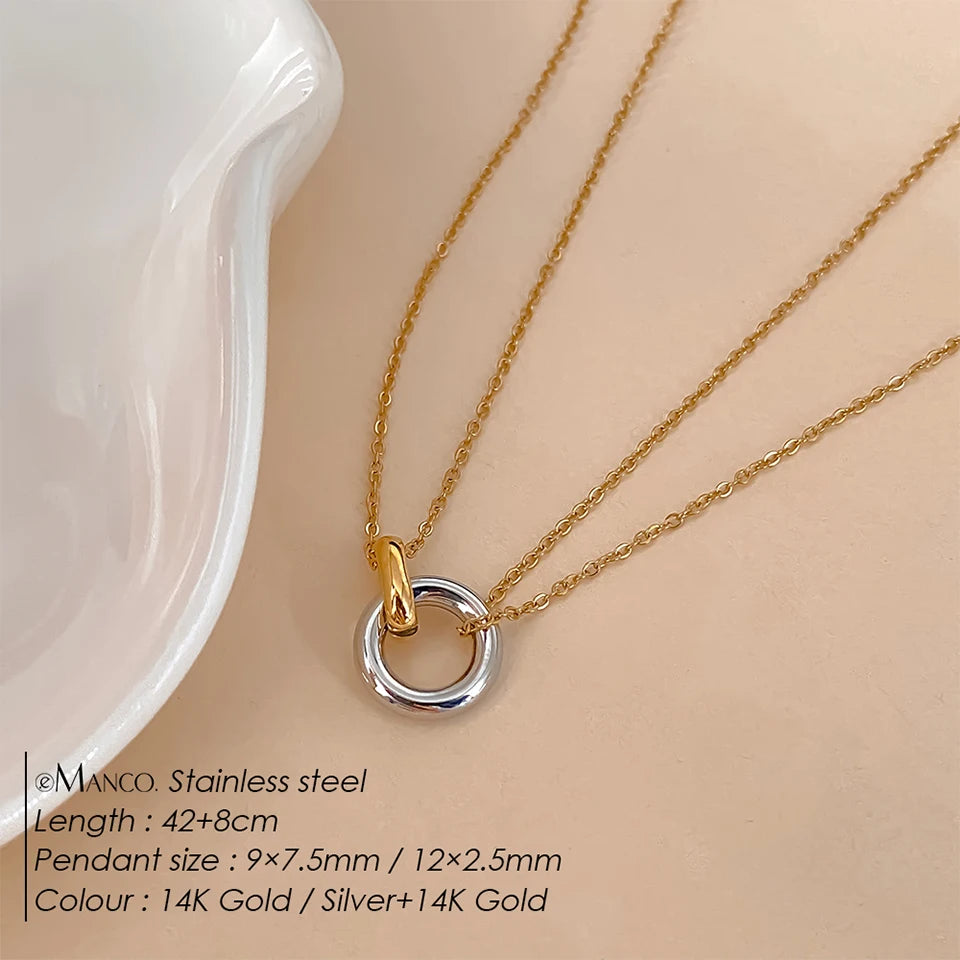 ✨ Elegant Dual-Tone Pendant Necklace – Minimal Chic Jewelry ✨