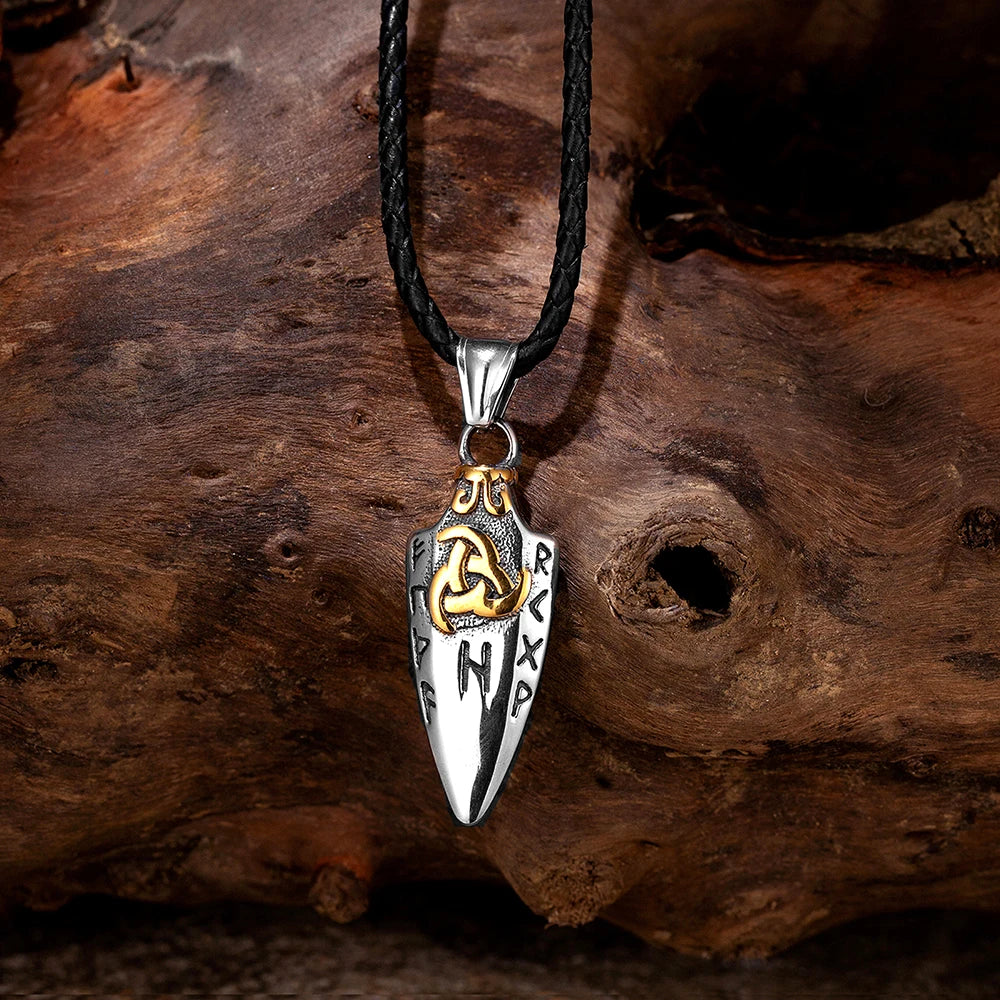 🗡️ Viking Rune Arrowhead Pendant Necklace – Norse Warrior Amulet ⚔️