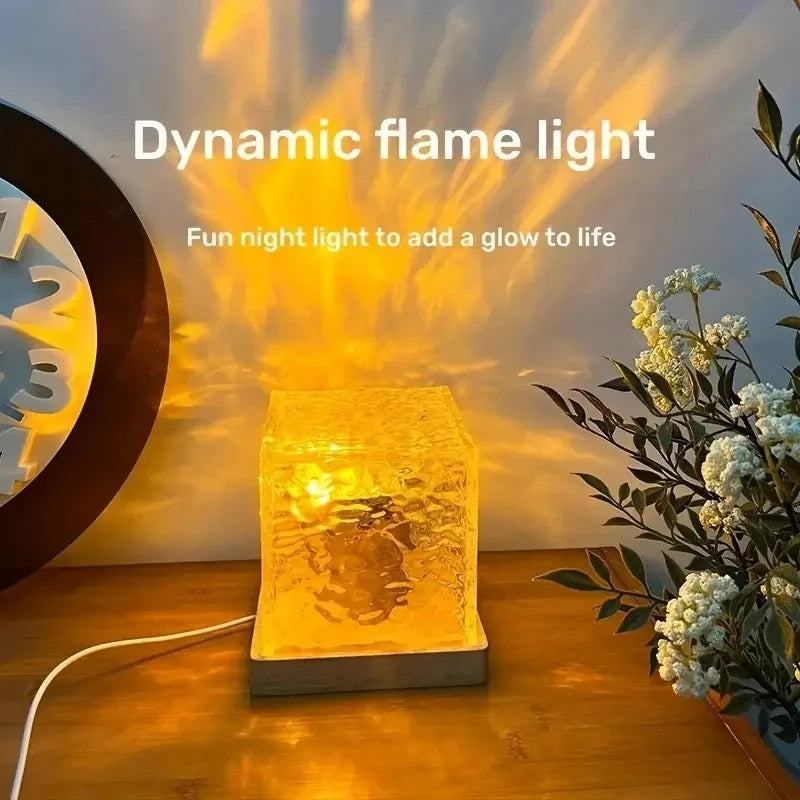 🌊 Dynamic Rotating Water Ripple Lamp –Lamp with Wave & Flame Effect – 16 RGB Colours