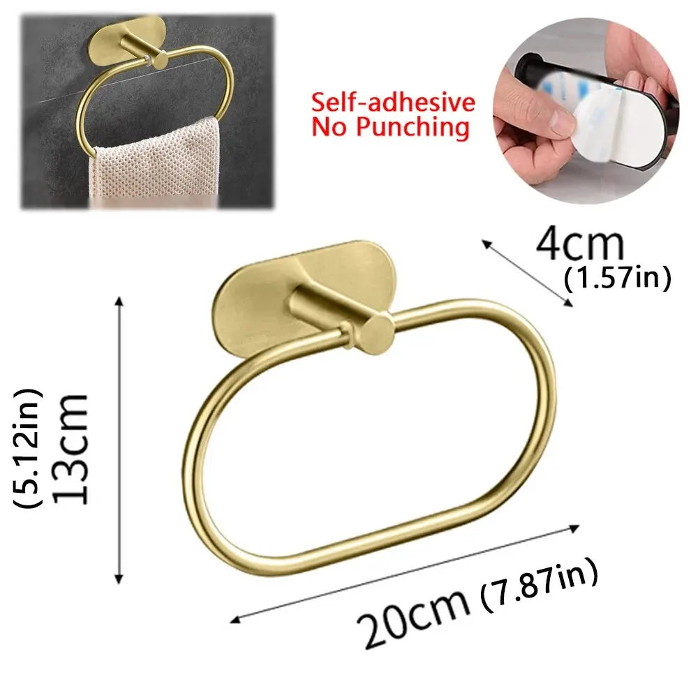 Stainless Steel Adhesive Towel Rack – Silver / Black / Gold 🚿✨