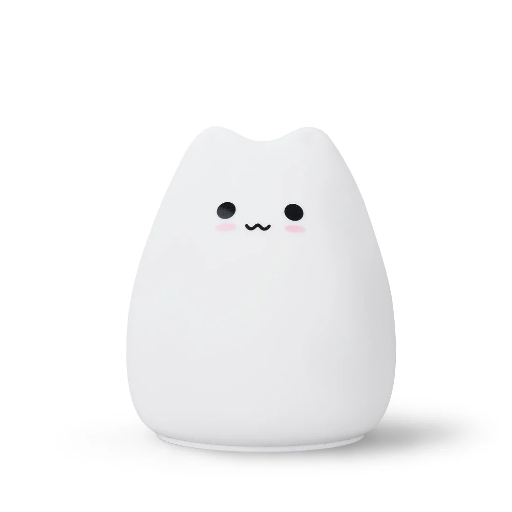 Cute Cat Baby Night Light 🐱✨ – 7 Colours, Touch, Soft Silicone • USB Rechargeable