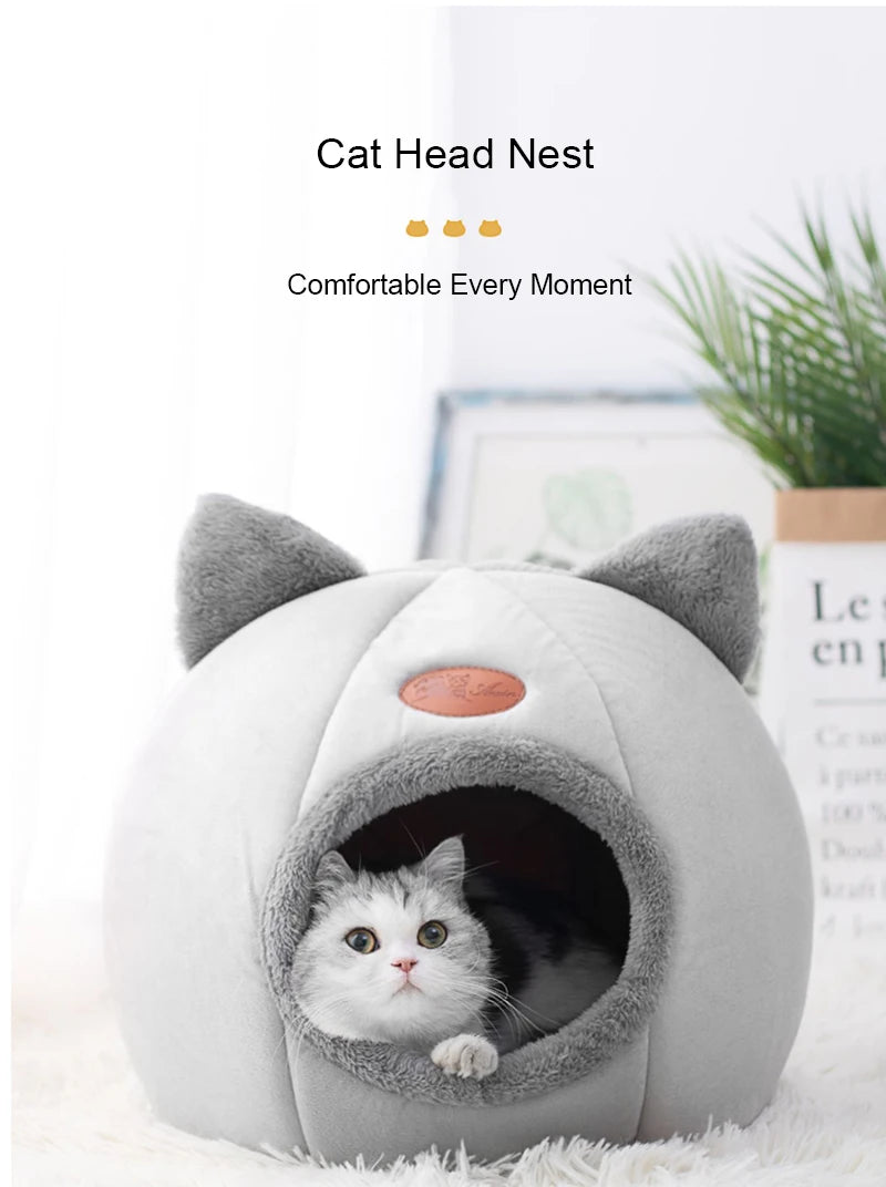 🐱 Cozy Igloo Cat & Small Dog Bed with Cute Ears – Soft, Warm & Secure Den 🛏️✨