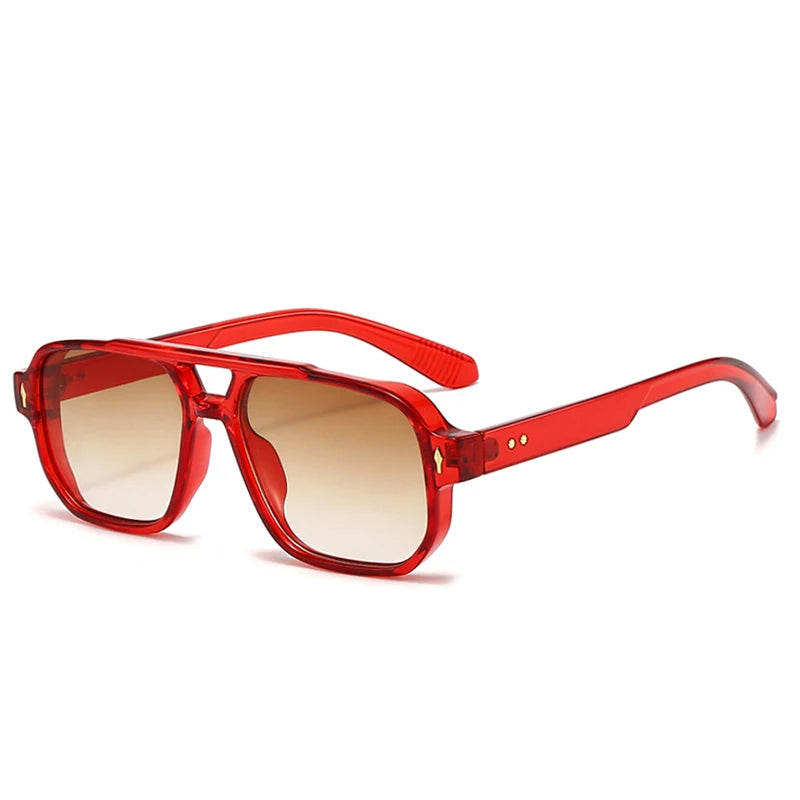 Vintage Square Double-Bridge Sunglasses 😎 | UV400 Unisex Fashion