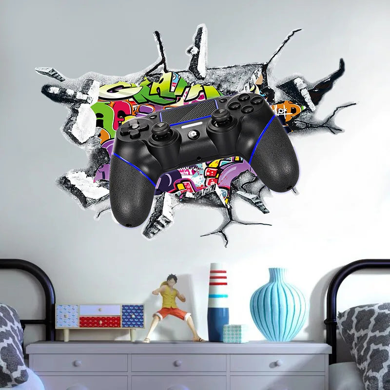 🔥 3D Gamer Wall Stickers – Broken Wall Effect 🎮✨