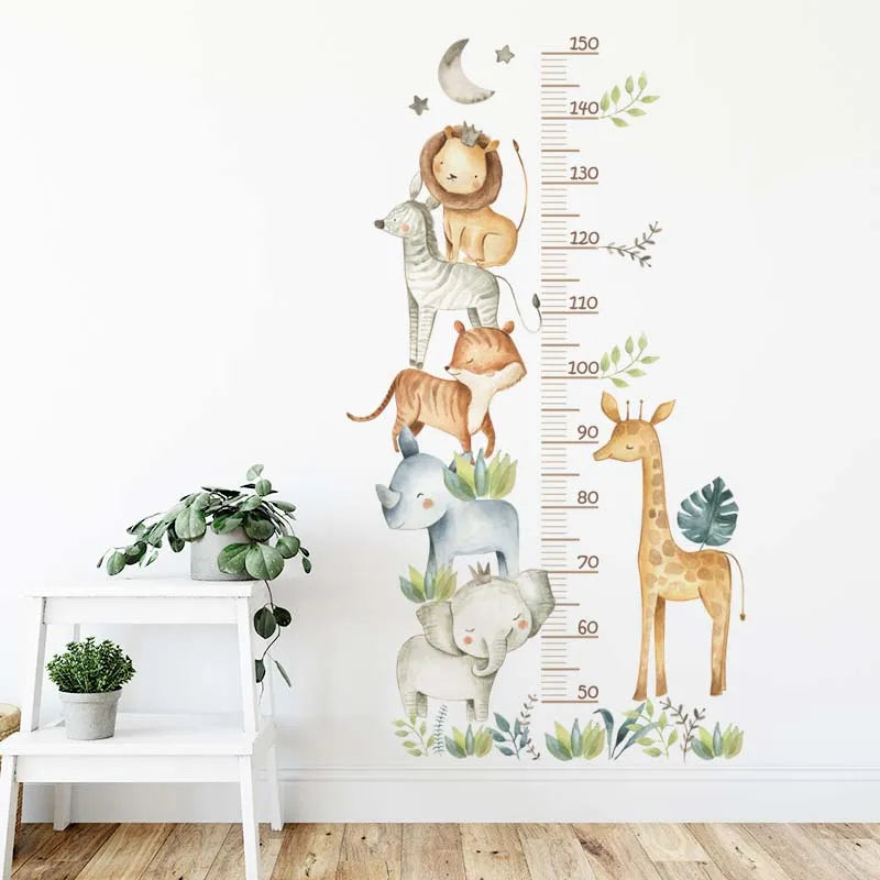 🌈📏 Cute Kids Height Chart Wall Stickers – Removable PVC Growth Ruler 🚀🐻
