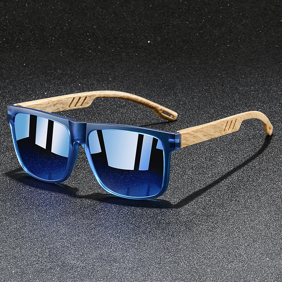 Vintage Fashion Unisex Sunglasses with Wooden Rods - UV400 Lenses, 6 Colour Variants, Elegant Design