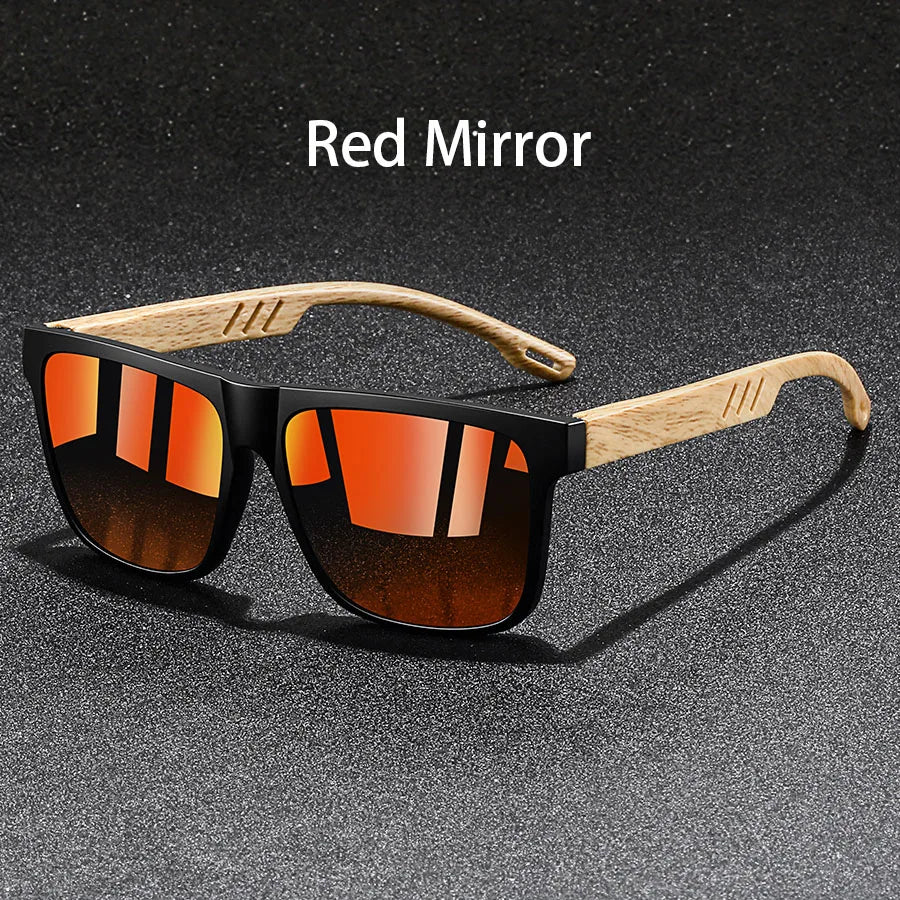 Vintage Fashion Unisex Sunglasses with Wooden Rods - UV400 Lenses, 6 Colour Variants, Elegant Design