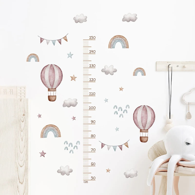 🌈📏 Cute Kids Height Chart Wall Stickers – Removable PVC Growth Ruler 🚀🐻