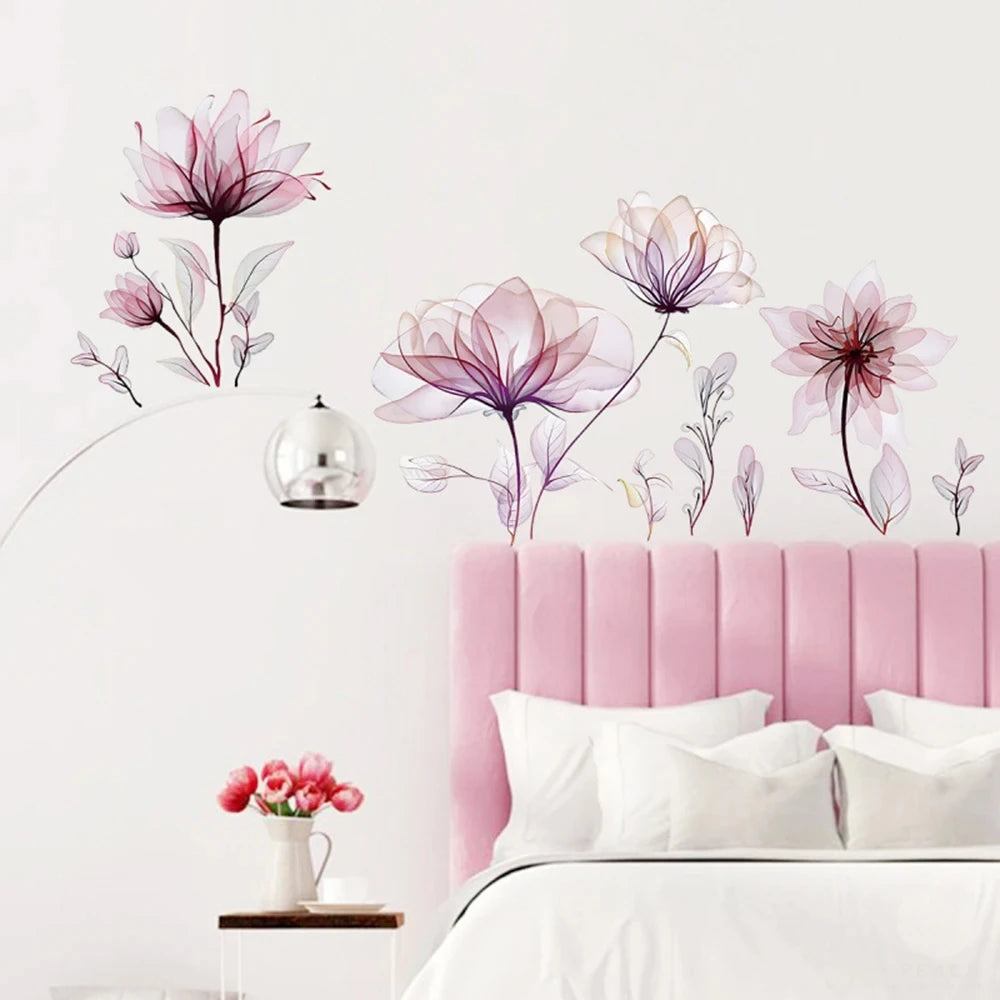 🌸 Elegant Floral Wall Sticker – Large Blooming Flowers for Bedroom & Living Room Decor